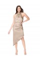 Silky Satin High Low Midi Length Homecoming Dress with Asymmetric Skirt Canada