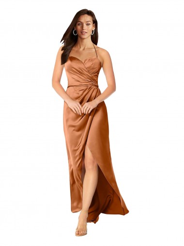 Faux-Wrap Skirt Silky Satin Homecoming Dress Canada