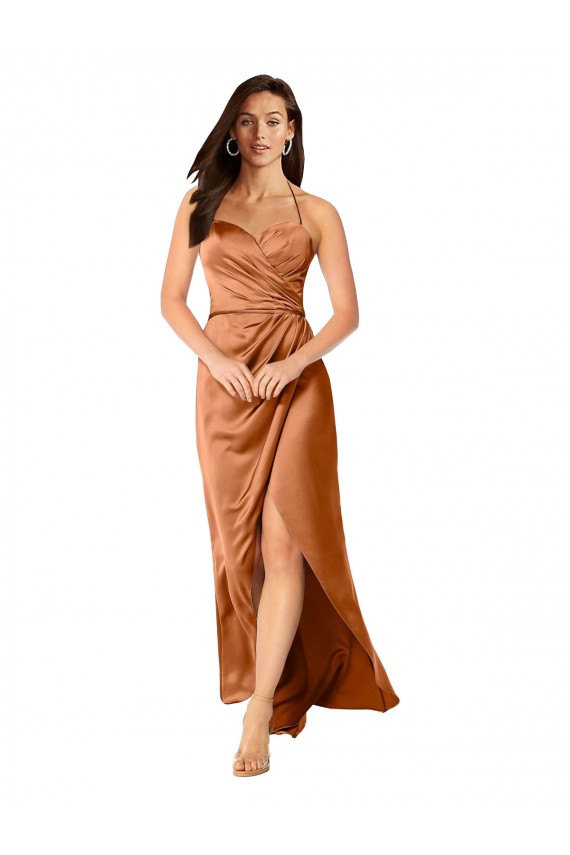 Faux-Wrap Skirt Silky Satin Homecoming Dress Canada