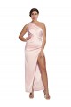 One Shoulder Full Length Long Silky Satin Homecoming Dress with Thigh Split Canada