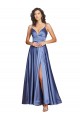 Deep V-Neck Sweetheart Long Silky Satin Homecoming Dress with Thigh High Slit Canada