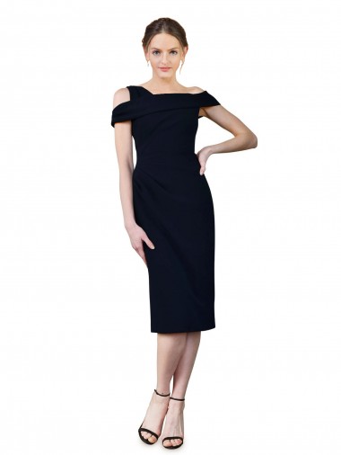 Draped Cross Shoulder Stretch Crepe Homecoming Dress Canada