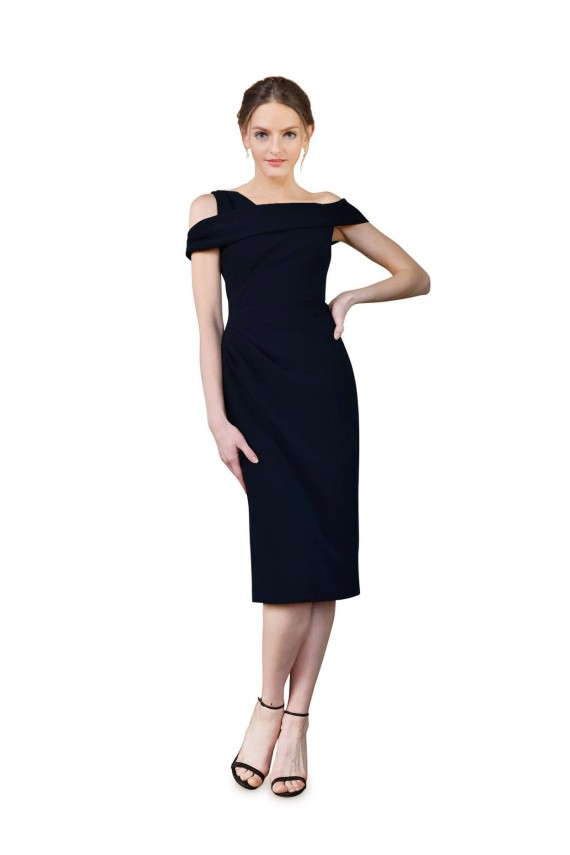 Draped Cross Shoulder Stretch Crepe Homecoming Dress Canada