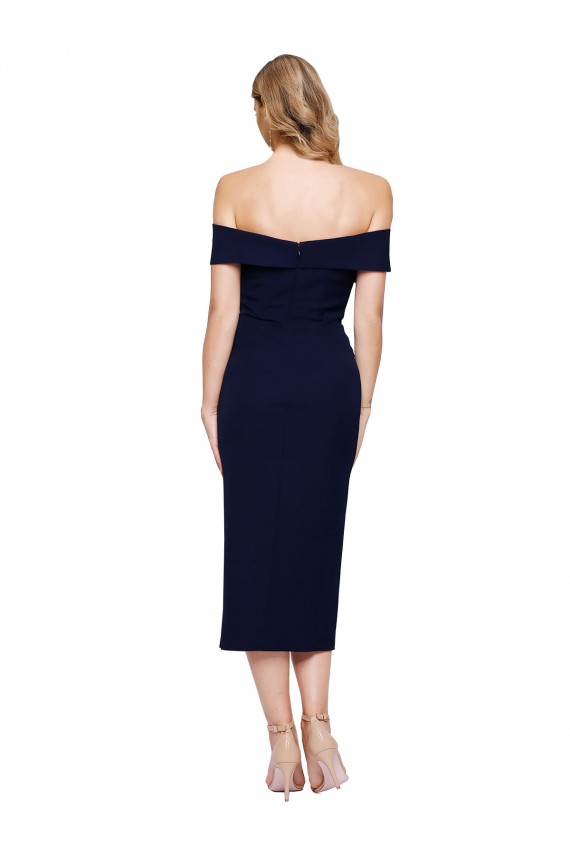 Midi Length Short Crepe Homecoming Dress with Side Split Canada