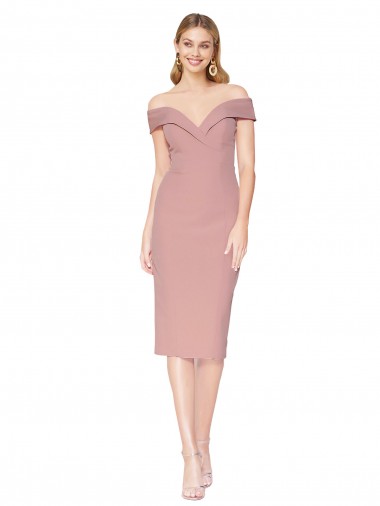 Knee Length Off the Shoulder Sweetheart Crepe Homecoming Dress Canada