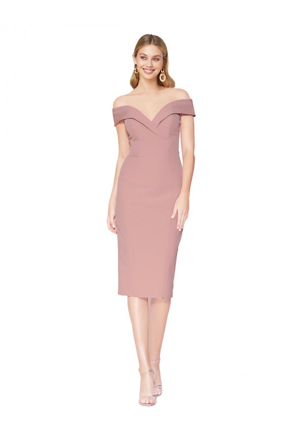 Knee Length Off the Shoulder Sweetheart Crepe Homecoming Dress Canada