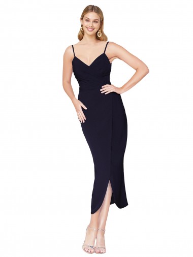 High Neck Spaghetti Straps Crepe Short Wrap Homecoming Dress Canada