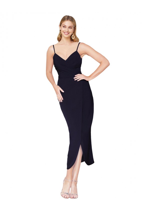High Neck Spaghetti Straps Crepe Short Wrap Homecoming Dress Canada