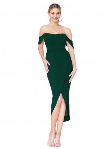 Off the Shoulder Short Knee Length Crepe Wrap Homecoming Dress Canada