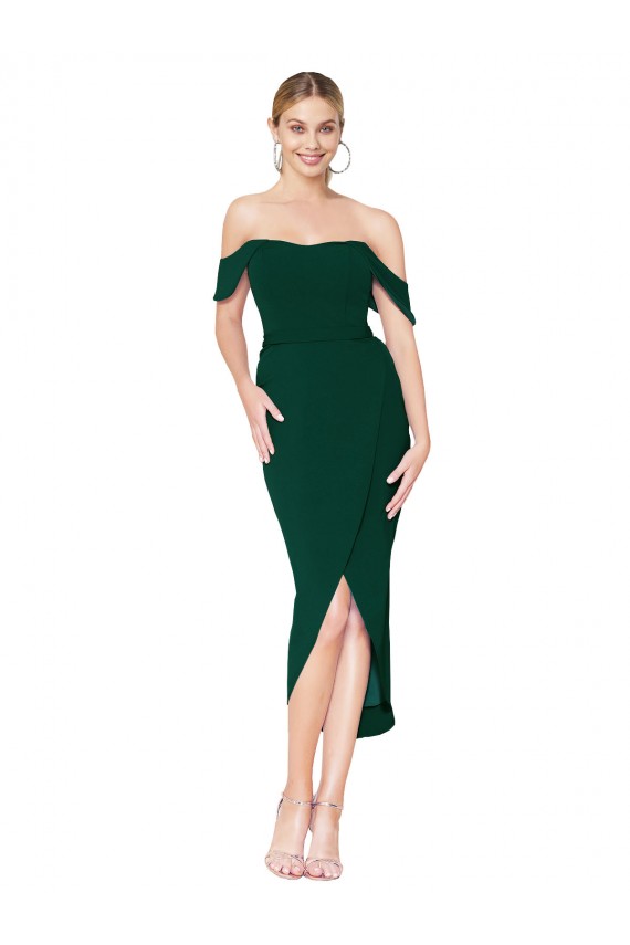 Off the Shoulder Short Knee Length Crepe Wrap Homecoming Dress Canada
