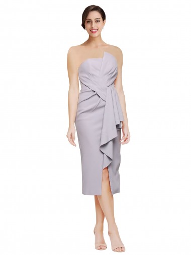 Short Strapless Crepe Homecoming Dress with Ruffles Canada