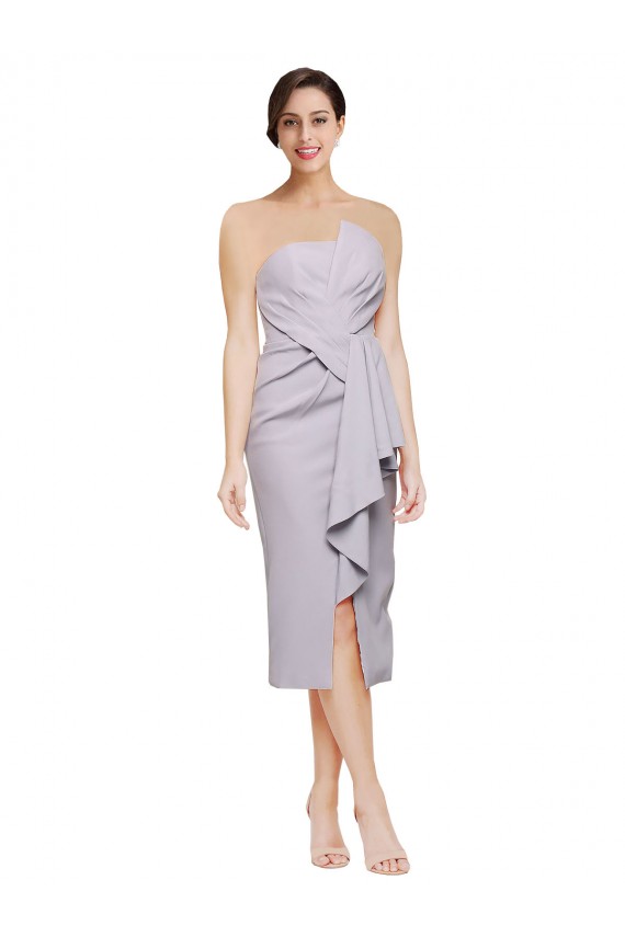 Short Strapless Crepe Homecoming Dress with Ruffles Canada