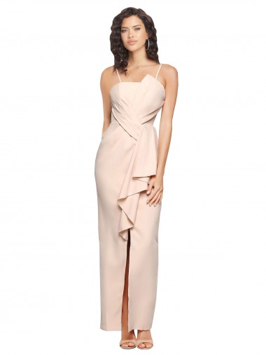 Long Full Length Ruffles Strapless Low Back Crepe Homecoming Dress with Straps Canada