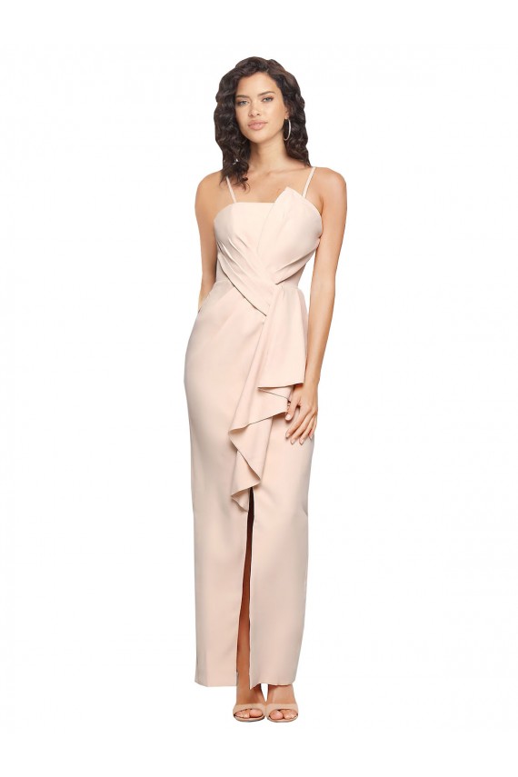 Long Full Length Ruffles Strapless Low Back Crepe Homecoming Dress with Straps Canada