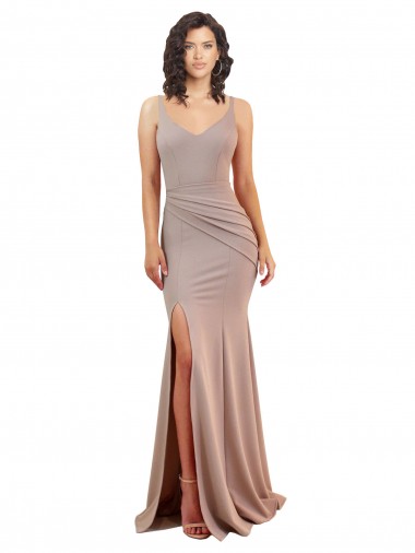 Fishtail Shape V-Neck Crepe Homecoming Dress with Slit Canada