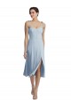 Midi Length Bustier Crepe Homecoming Dress with Back Bow Straps Canada