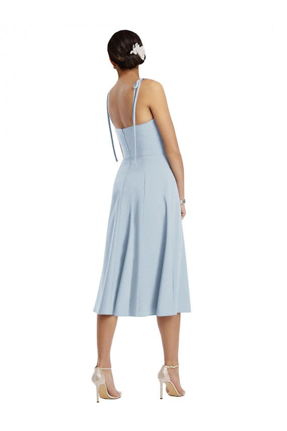 Midi Length Bustier Crepe Homecoming Dress with Back Bow Straps Canada