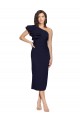 Ruched Midi Length Short Crepe Homecoming Dress with Shoulder Ruffles Canada