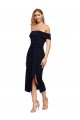 Fitted Short Midi Length Off the Shoulder Crepe Homecoming Dress with Side Split and Waist Tie Canada