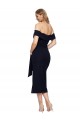 Fitted Short Midi Length Off the Shoulder Crepe Homecoming Dress with Side Split and Waist Tie Canada