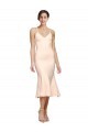Midi Length V-Neckline Crepe Homecoming Dress with Thin Straps and Fulted Skirt Canada