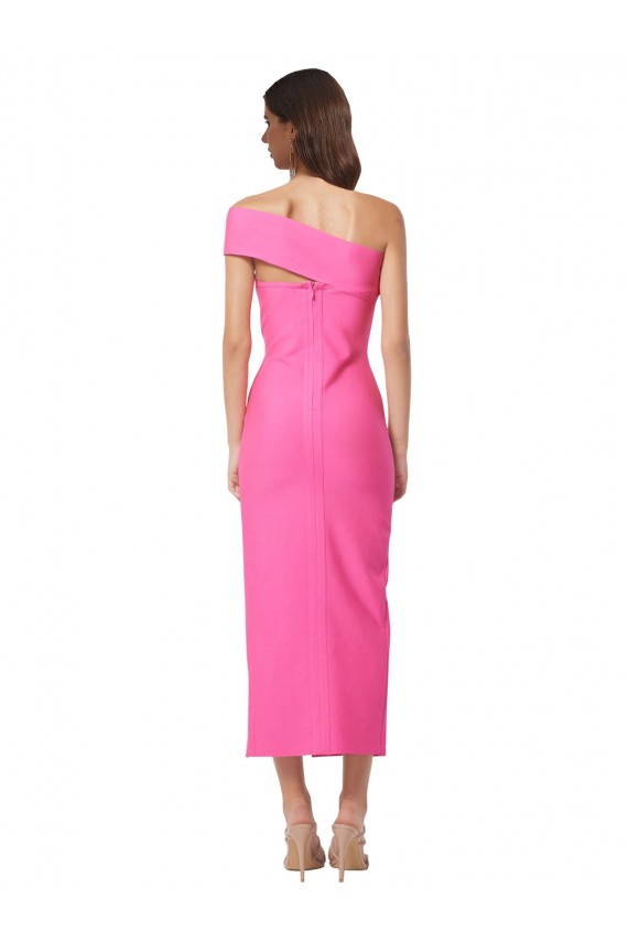 One Shoulder Neckline Short Midi Length Crepe Homecoming Dress Canada