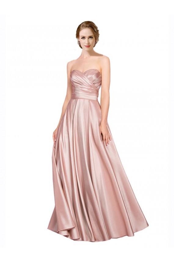 Long Plated Strapless Sweetheat Stretch Satin Homecoming Dress Canada