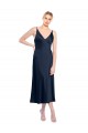 V-Neck Midi Length Short Stretch Satin Homecoming Dress V-Back Canada