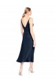 V-Neck Midi Length Short Stretch Satin Homecoming Dress V-Back Canada