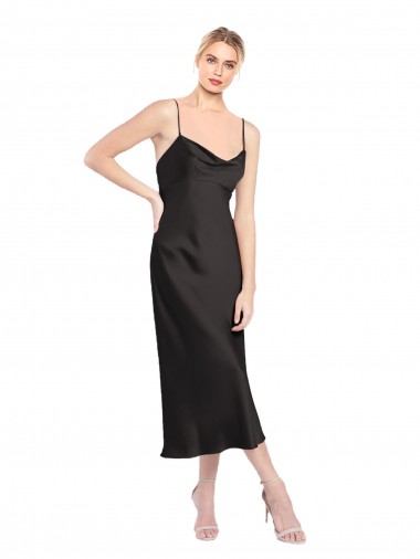Cowl Neck Midi Length Short Stretch Satin Slip Homecoming Dress Canada