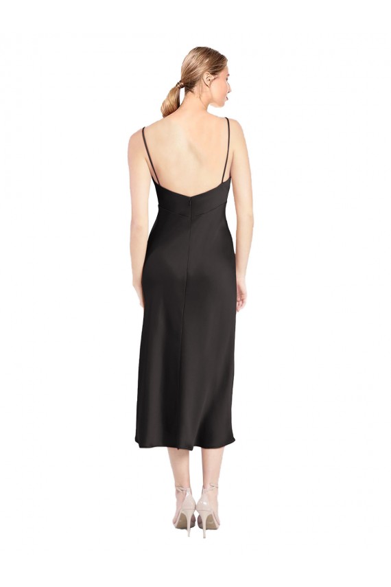 Cowl Neck Midi Length Short Stretch Satin Slip Homecoming Dress Canada