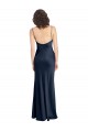 Long Empire Waist Cowl Neck Stretch Satin Homecoming Dress with Open Back Canada