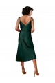 Spaghetti Straps Tie Shoulders Cowl Neck Short Midi Length Stretch Satin Homecoming Dress Canada