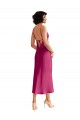 Midi Length V-Neck Short Stretch Satin Homecoming Dress with Low Scoop Back Canada