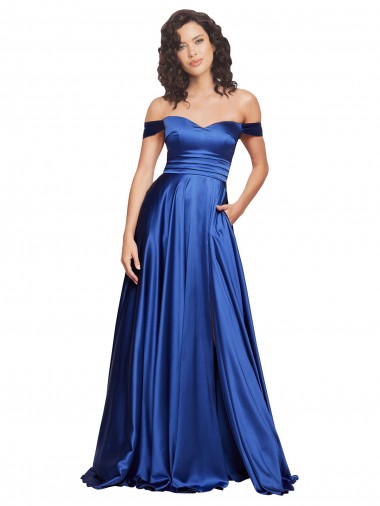 Off the Shoulder Sweetheart Ball Gown Stretch Satin Homecoming Dress Canada