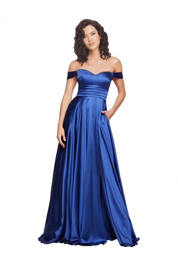 Off the Shoulder Sweetheart Ball Gown Stretch Satin Homecoming Dress Canada