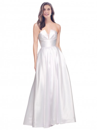 Strapless Full Length V-Cutout Stretch Satin Homecoming Dress Canada