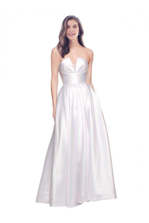 Strapless Full Length V-Cutout Stretch Satin Homecoming Dress Canada