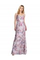 Draped Cowl Neck Long Floral Printed Formal Stretch Satin Homecoming Dress Canada