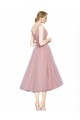 Short Tea Length Wide Strap Plunge Cross Over Neckline Tulle Homecoming Dress Canada