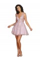 Sleeveless V-Neckline Short Homecoming Dress with Embellished Lace Appliques Canada