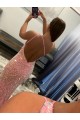 Open Back One Shoulder Sleeveless Long Sweep Train Velvet Sequin Homecoming Dress Canada
