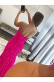 Strapless Sleeveless Long Sweep Train Velvet Sequin Homecoming Dress with Side Slit Canada