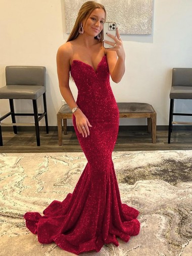 Sweetheart Sleeveless Long Sweep Train Velvet Sequin Homecoming Dress Canada