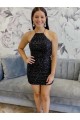 Halter Sleeveless Short Velvet Sequin Homecoming Dress Canada