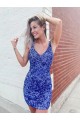 Short Velvet Sequin V-Neck Sleeveless Homecoming Dress Canada