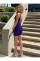 Short V-Neck Sleeveless Velvet Sequin Homecoming Dress Canada