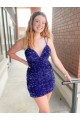 Sleeveless Short Velvet Sequin V-Neck Homecoming Dress Canada
