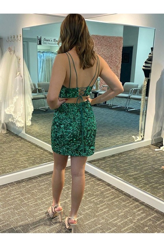 V-Neck Sleeveless Short Velvet Sequin Homecoming Dress Canada