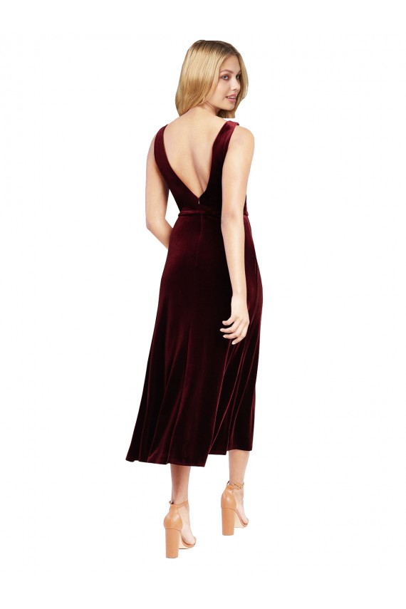 Daring Plunging V-Neckline Short Midi Length Velvet Homecoming Dress Canada